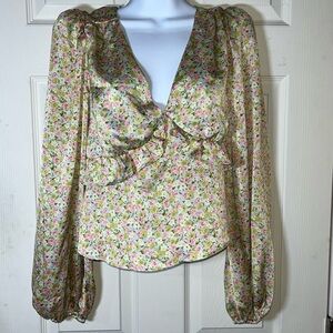 ASTR‎ The Label Floral Blouse with Ruffle Accents